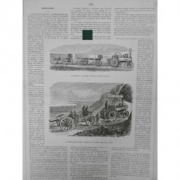 1872 1ER TRAIN INAUGURATION NOUVELLE LIGNE LOCOMOTIVE ROUTIERE TRANSPORT CANON