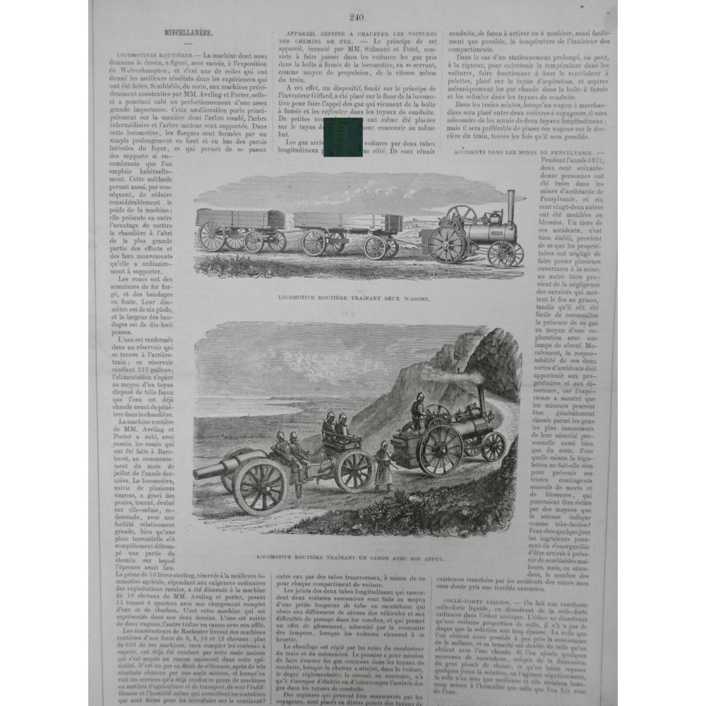 1872 1ER TRAIN INAUGURATION NOUVELLE LIGNE LOCOMOTIVE ROUTIERE TRANSPORT CANON