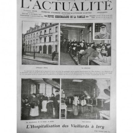 1905 A HOSPICE IVRY VIEILLARDS REFECTOIRE MAISON RETRAITE CUISINE SOUPE