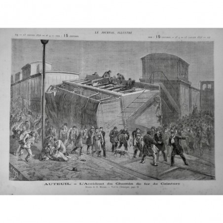 1876 TRAIN ACCIDENT AUTEUIL CHEMIN FER CEINTURE DERAILLEMENT SAUVETAGE BLESSES