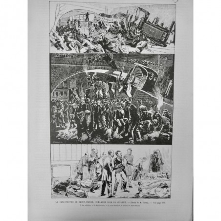 1891 TRAIN ACCIDENT CATASTROPHE ST-MANDÉ COLLISION GARE SECOURS VICTIME