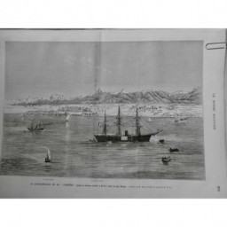 1877 MI NAVIRE CORREZE QUARANTAINE CHOLERA BORD MER ROUGE EL TOR DESSIN SCOTT