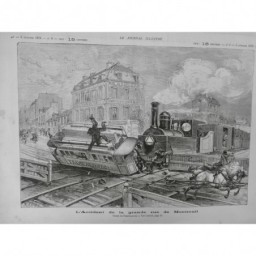 1878 TRAIN ACCIDENT MONTREUIL TRAMWAY BARRIERE CHEVAUX VOIE FERREE COLLISION