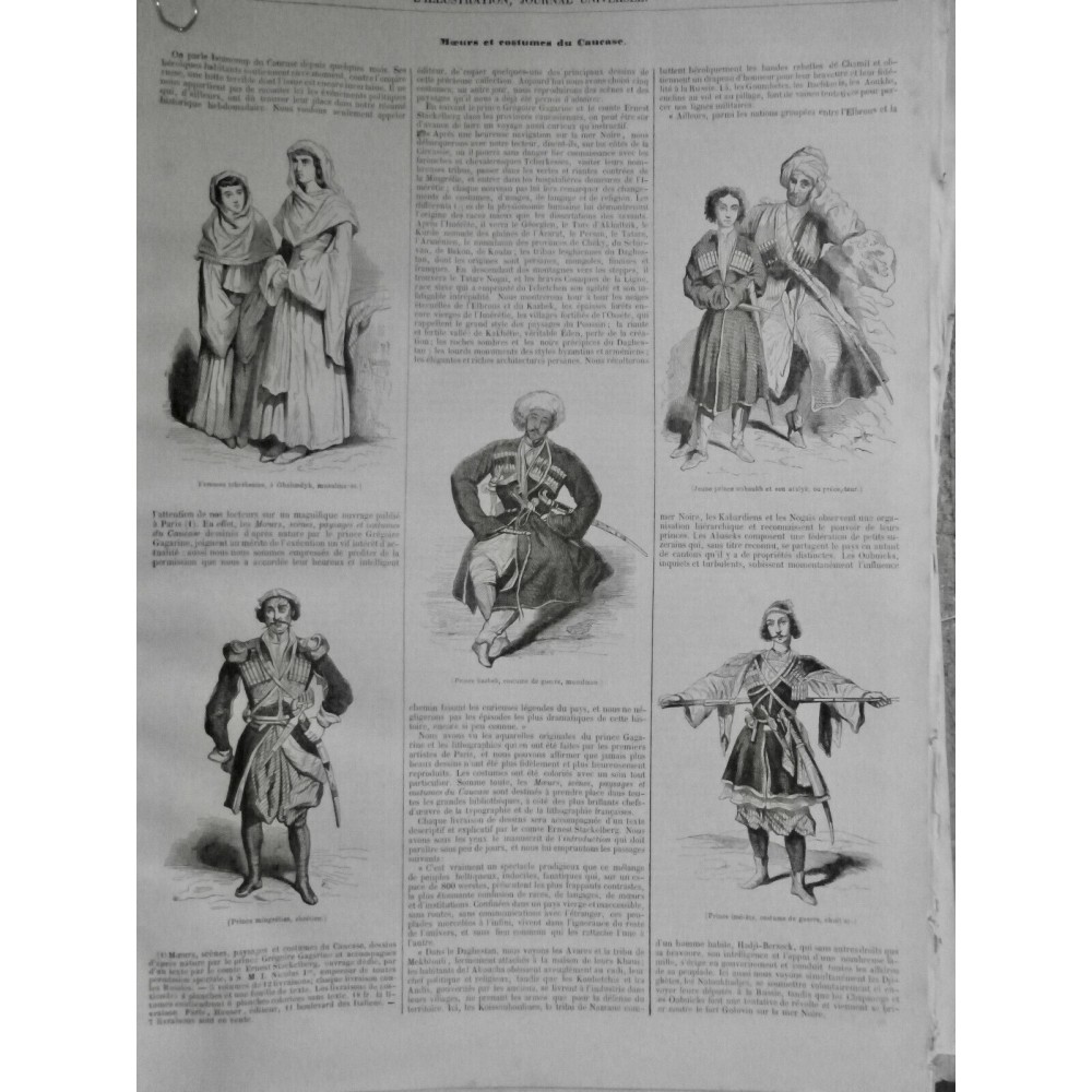 1845 I CAUCASE MOEURS COUTUMES FEMME TCHERKESSESS MUSULMANE PRINCE MINGRELIEN