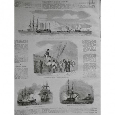 1845 I HONNEUR MARITIME SALUT PAVILLON AVIRON CEREMONIE FUNEBRE FREGATE LA GLOIR