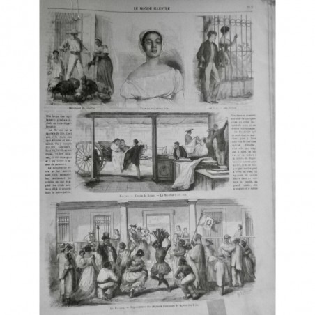 1868 MI LA HAVANE REJOUISSANCE INDIGENE HOMME NOIR FETE ROIS CREOLE ETOFFE