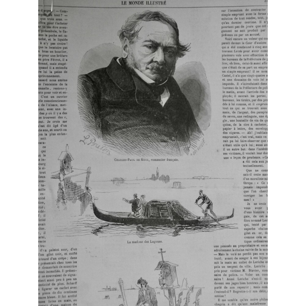 1868 MI CHARLES PAUL DE KOCK ROMANCIER PORTRAIT ECRIVAIN BIOGRAPHIE OEUVRES