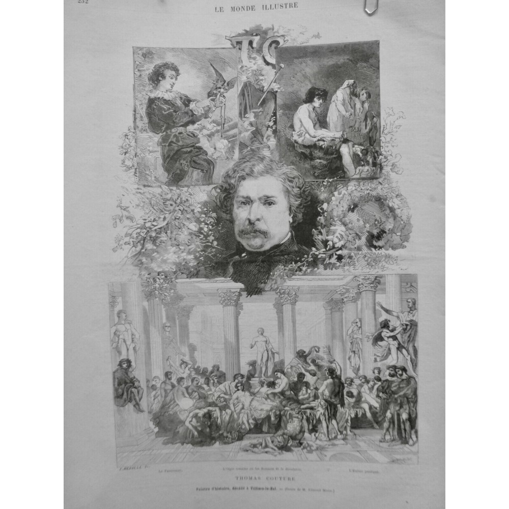 1879 MI PEINTRE HISTOIRE THOMAS COUTURE ORGIE ROMAINE ENFANT PRODIGUE PORTRAIT