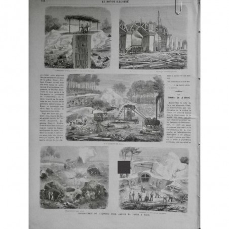 1868 MI PARIS CONSTRUCTION AQUEDUC EXPLOSION MINE CREUSER VANNE ALIMENTATION EAU