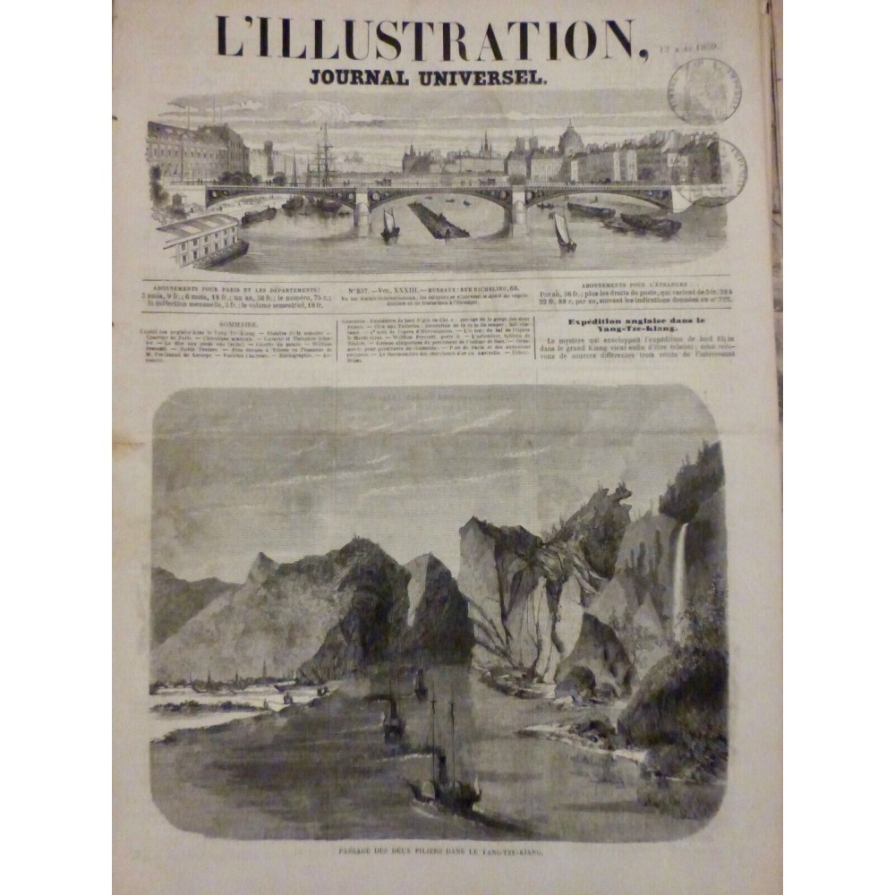 1859 I EXPEDITION ANGLAISE YANG-TZE-KIANG LORD ELGIN PASSAGE PILIER FLEUVE ROCHE