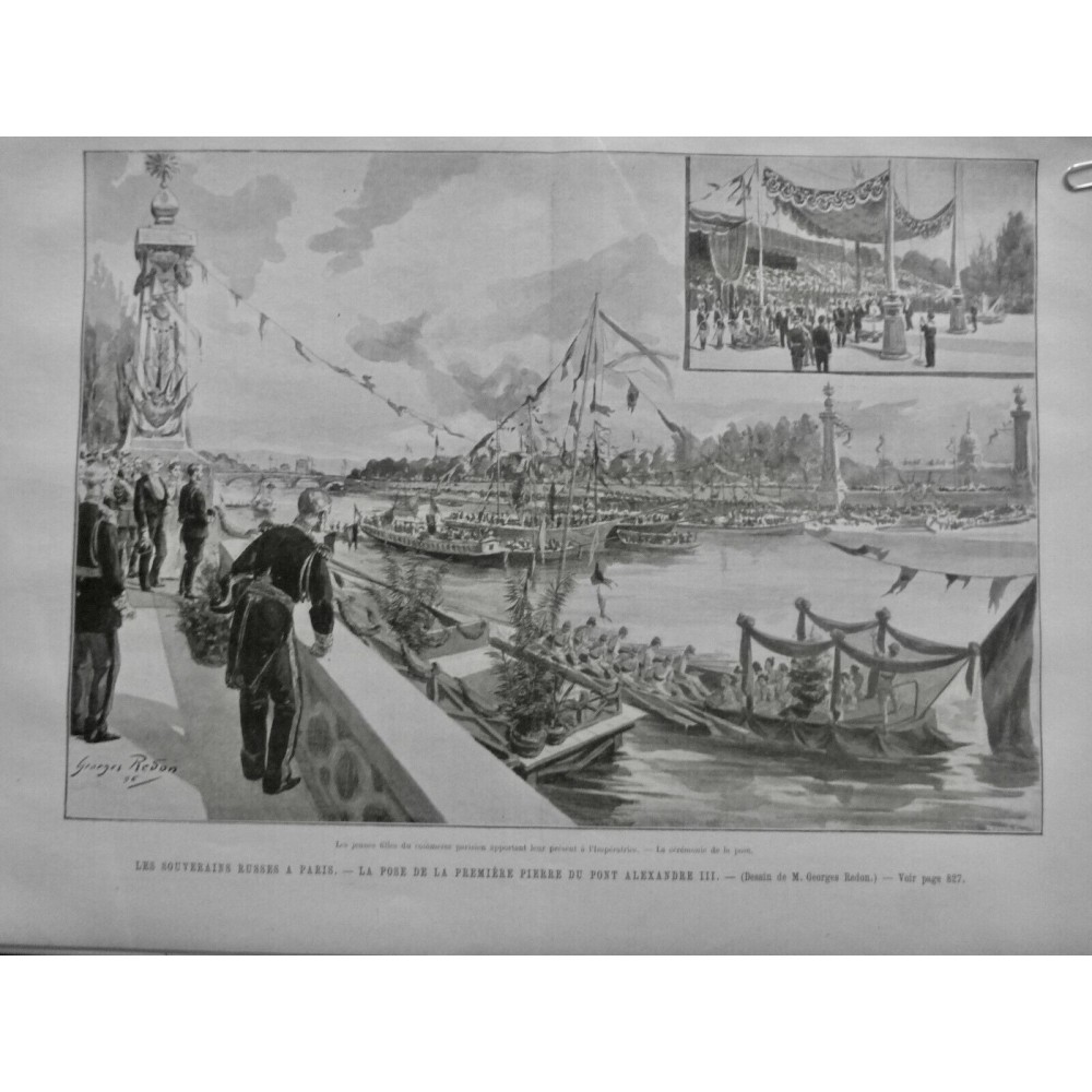 1896 UI PARIS ARRIVEE SOUVERAIN RUSSE BATEAU POSE PIERRE PONT ALEXANDRE III REDO