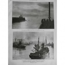 1923 I HARENG PORT BOULOGNE DEPART HARENGUIER MÔLE FEMME ENFANTS