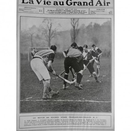 1907 VAGA HOCKEY MATCH STADE FRANCAIS SOUTHGATE LONDRES GAZON BOUE