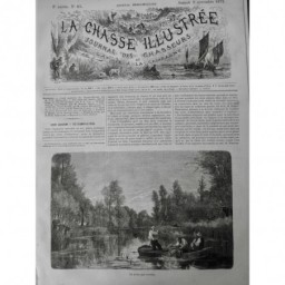 1872 PÊCHE VERVEUX ETANG LATOMBE SUR SEINE BARQUE FILET CONIQUE