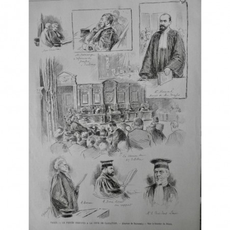 1894 UI PROCES DREYFUS PARIS COUR CASSATION AVOCAT LOEW MORNARD GRAVURE REYMOND