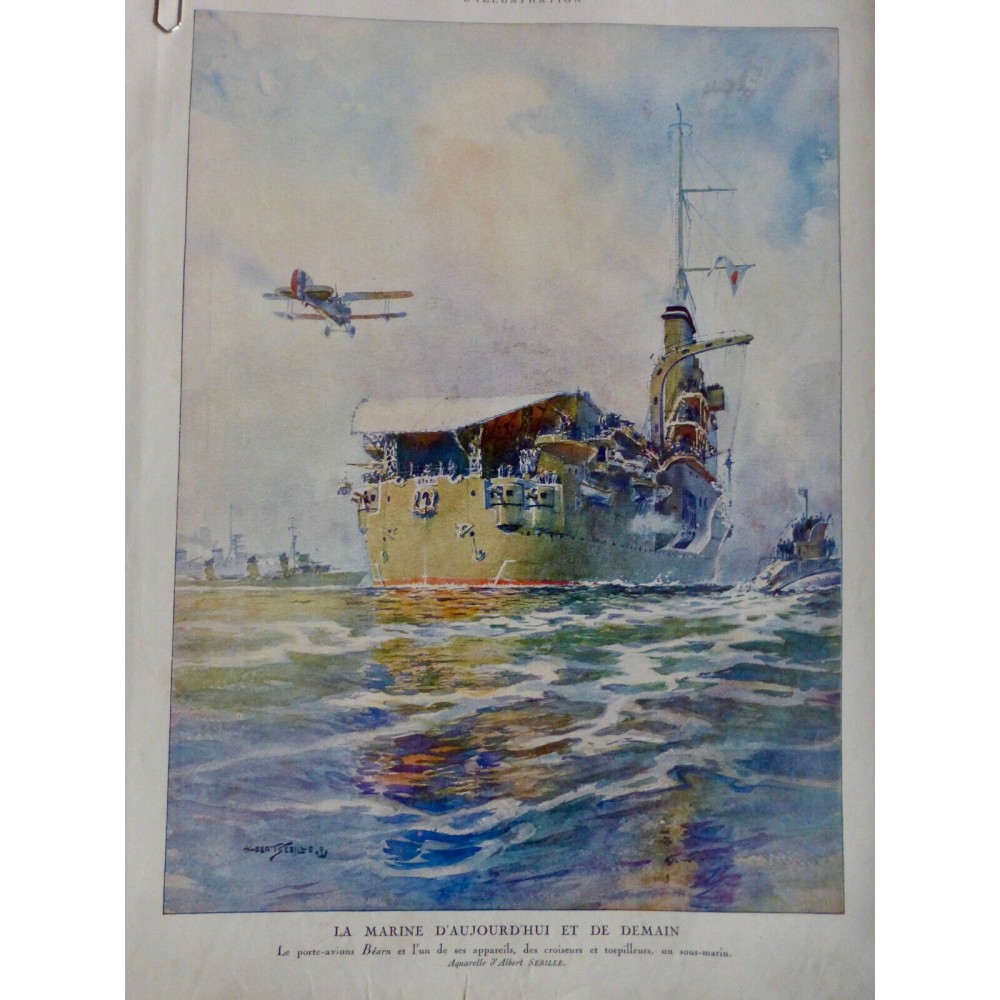 1928 I AVIATION MILITAIRE PORTE AVION BEARN CROISEUR TORPILLEUR SOUS MARIN