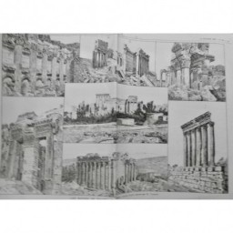 1888 FI RUINES BALBEC TURQUIE D'ASIE VESTIGE REMPART COLONNE CROQUIS TOURNEL