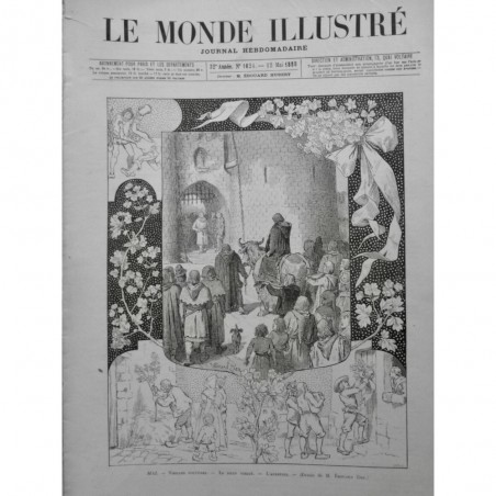 1888 MI MAI VIELLES COUTUMES BOEUF VIELLÉ AUBEPINE CORTEGE MUSICIEN VIOLON ZIER