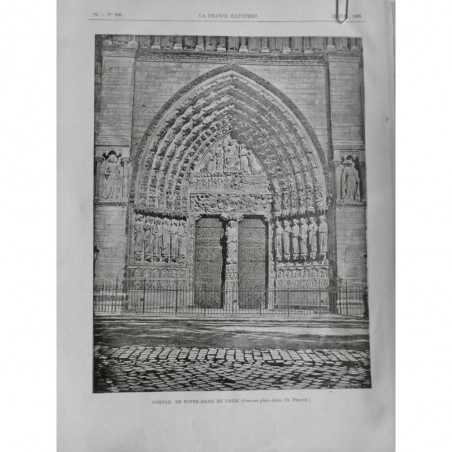 1886 FI NOTRE DAME PARIS PORTAIL EGLISE SCULPTURE ORNEMENT