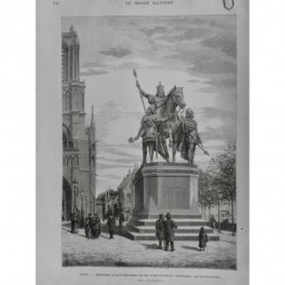 1880 MI NOTRE DAME PARIS PARVIS CATHEDRALE STATUE CHARLEMAGNE ROCHET