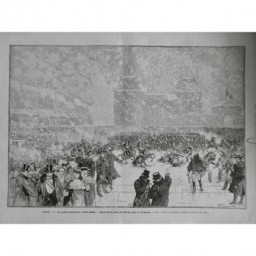 1881 MI NOTRE DAME PARIS PRIERE PUBLIQUE PLACE PARVIS CEREMONIE FLOCON NEIGE