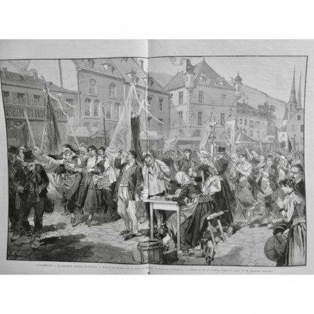 1888 MI LUXEMBOURG PROCESSION DANSE D'ECHTERNACH MARDI PENTECOTE DESSIN HAENEN