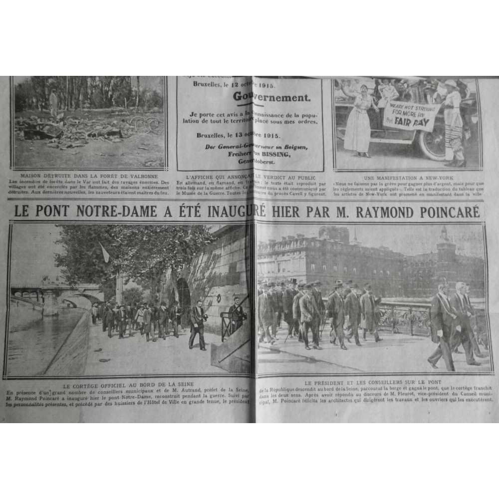 1919 E NOTRE DAME PARIS PONT SEINE RAYMOND POINCARE PRESIDENT INAUGURATION