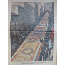 1930 DC CEREMONIE FÊTE CORPUS DOMINI PROCESSION TAPIS FLEUR ROME GENZANO