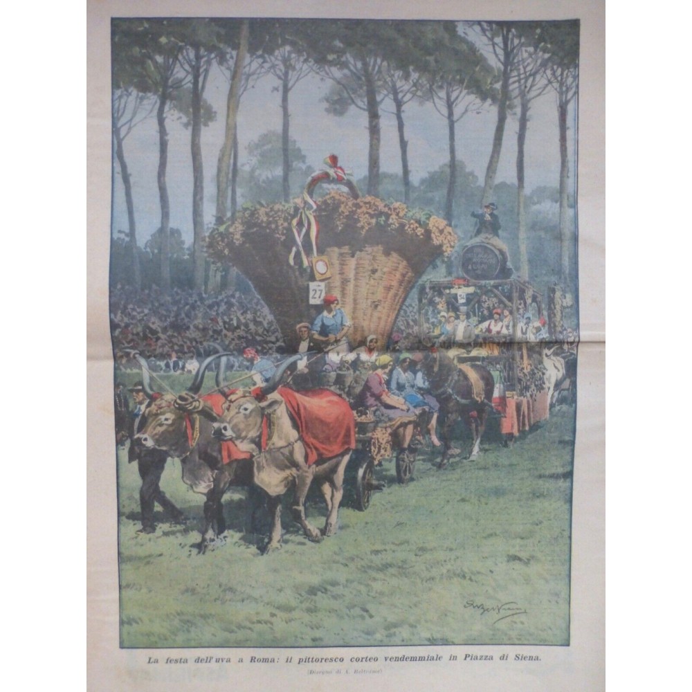 1930 DC CEREMONIE ROME FETE RAISIN CORTEGE TONNEAU CHAR