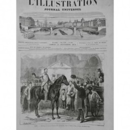 1874 I PARIS VIENNE ARRIVEE CHEVAL ZUBOWITZ QUINZE JOURS EXPLOITS PORTRAIT