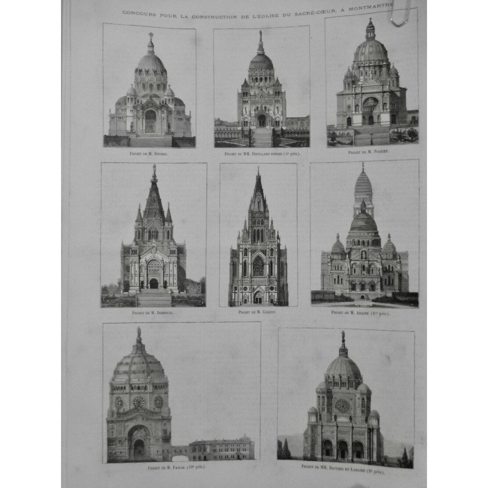 1874 I MONTMARTRE SACRÉ-COEUR CONCOURS CONSTRUCTION EGLISE ABADIE 1ER PRIX