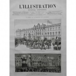 1887 I ANGLETERRE PALAIS BUCKINGHAM ILLUMINATION BANQUE JUBILE REINE ECLAIRAGE