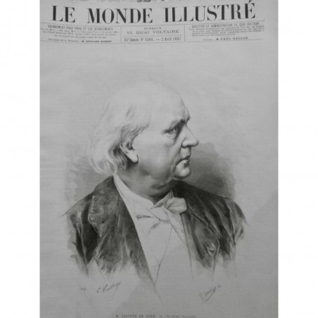 1887 MI LECONTE LISLE POEME POESIE PORTRAIT OEUVRES ACADEMIE FRANCAISE VUILLIER