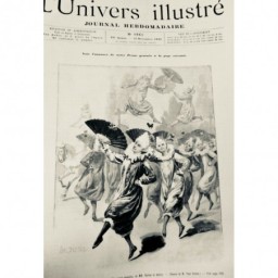 1890 UI NOUVEAU CIRQUE REVUE EQUESTRE CRAVACHE FIL SURTAC ALLEVY DESSIN DESTEZ