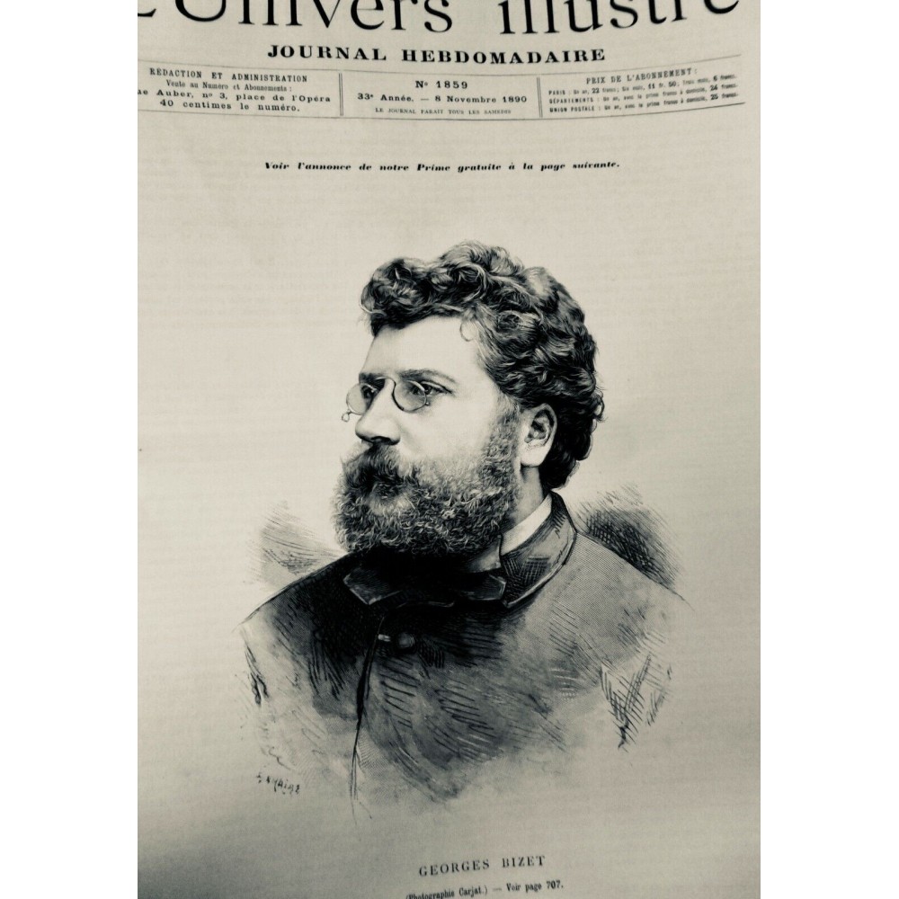 1890 UI GEORGES BIZET PORTRAIT PERSONNAGE BIOGRAPHIE PHOTOGRAPHIE CARJAT