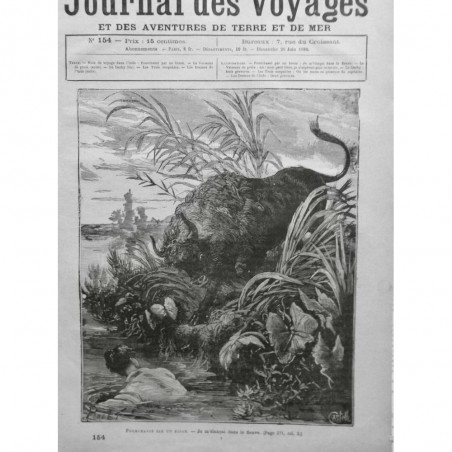 1880 JV BISONS POURSUITE SOLDAT FLEUVE COURANT RAPIDE NASEAUX RAGE ECUME BOUCHE