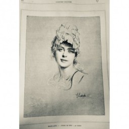 1890 UI BEAUX-ARTS ETUDE TÊTE PORTRAIT JEUNE FILLE LENBACH