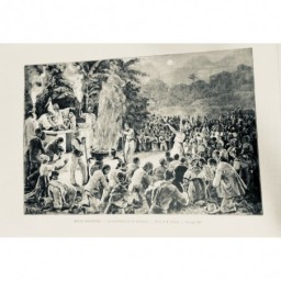 1890 UI MOEURS HAITIENNES CELEBRATION VAUDOUX MARMITE FEU DANSE SACRIFICE