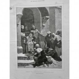 1887 MI SAINT-LOUIS ENFANT DISTRIBUTION AUMONE PAUVRE MENDIANT VIEL HOMME LESUR