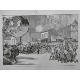 1887 MI PROCESSION TARASQUE FÊTE SOLEIL FARANDOLE MUSICIEN TAMBOUR FLUTE GERARDI