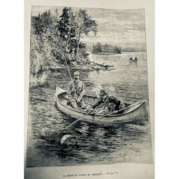 1896 UI AMERIQUE PÊCHE LIGNE SAUMON CANADA LAC NIPISSING ABONDANCE POISSON