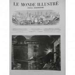 1872 MI PARIS CHASSE RAT EGOUTS GRILLE TUYAUX CHIEN RATIER TORCHE