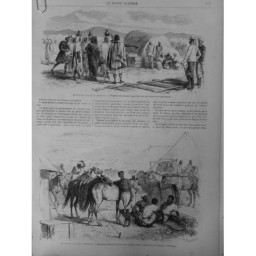 1868 ABYSSINIE ETHIOPIE EXPEDITION CAMPEMENT RAVITAILLEMENT FEMME ABYSSIENNE