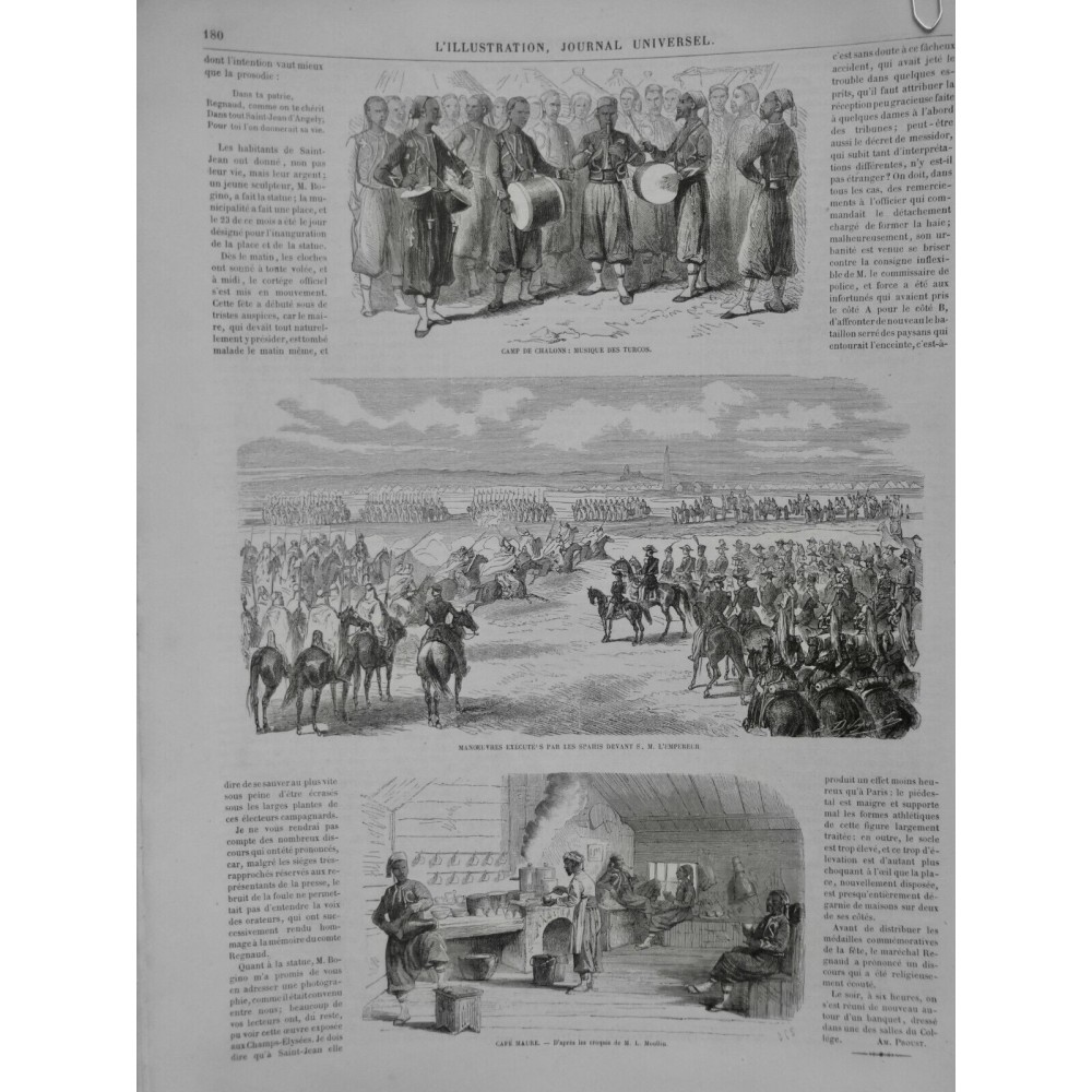 1863 I MANOEUVRES SPAHIS EMPEREUR CAFE MAURE CUISINE CAMP MUSIQUE TURCOS