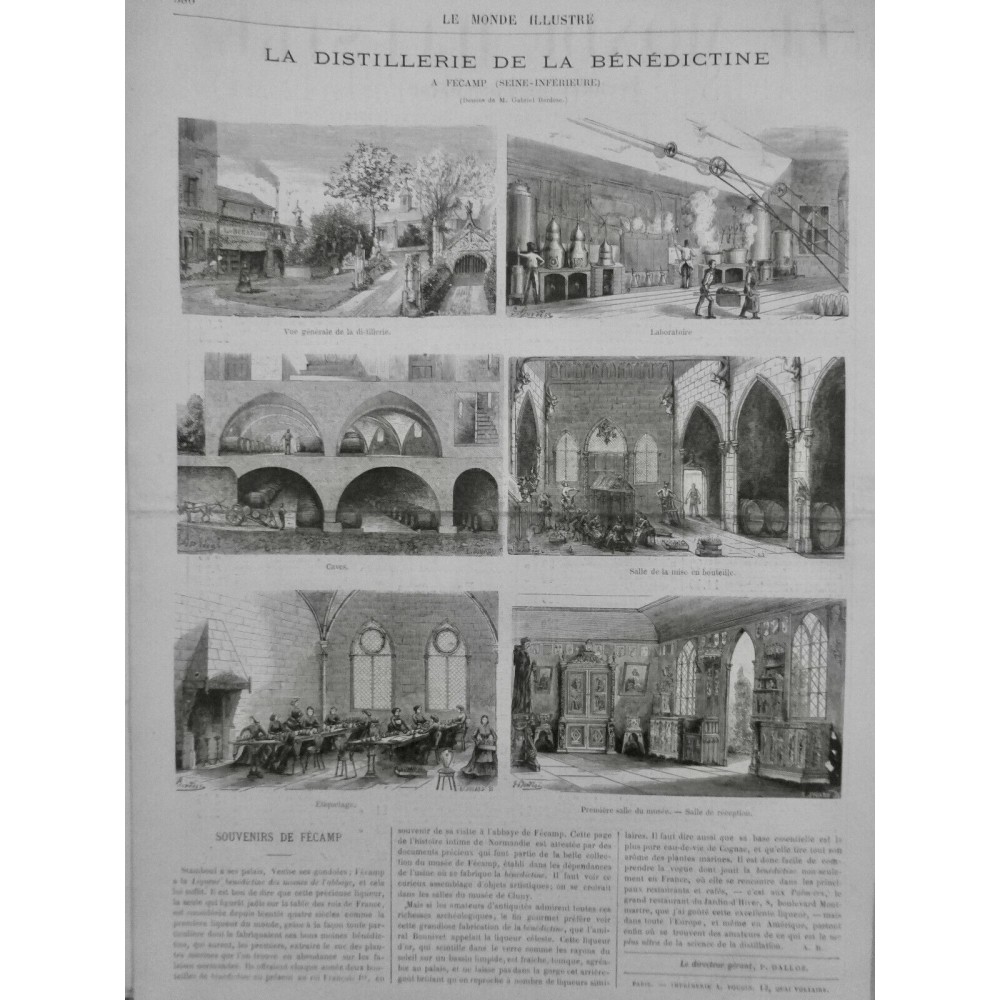 1872 MI FECAMP ABBAYE DISTILLERIE BENEDICTINE LABORATOIRE CAVE ETIQUETAGE