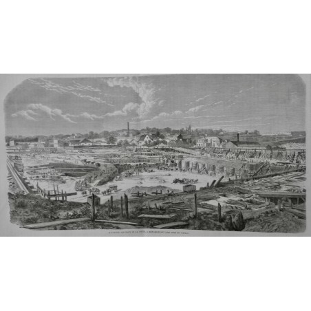 1864 I EAUX DHUIS CONSTRUCTION RESERVOIR TRAVAUX MENILMONTANT TUYAUX FONTE