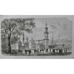 1873 I VIENNE EXPOSITION PAVILLON EGYPTIEN VICE ROI EGYPTE BATIMENT TOIT TERRASS