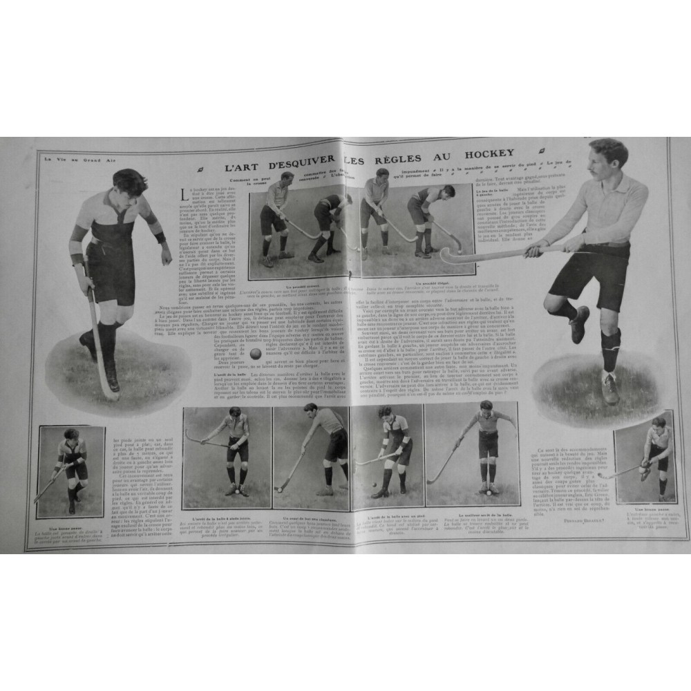 1906 VAGA HOCKEY REGLES JEU FAUTE CROSSE BALLE PIED POSITIONS