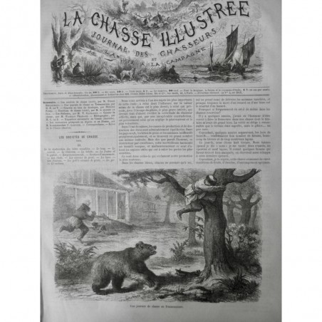 1872 TRANSCAUCASE JOURNEE CHASSE OURS CHASSEUR ARBRE FUITE