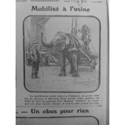 1916 ELEPHANTS MOBILISE USINE TRANSPORT CHARGES LOURDES